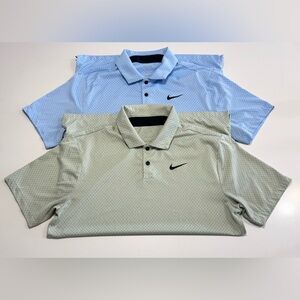 Nike Dri Fit Performance Polo Mens Size Small Lot Of 2 Blue & Green Geometric